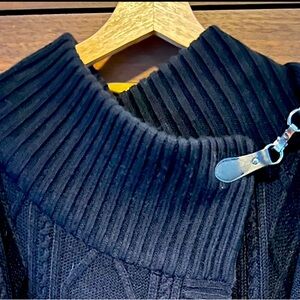 RD Style Cable Sweater Wrap - long sleeves .. poncho style - closures at neck